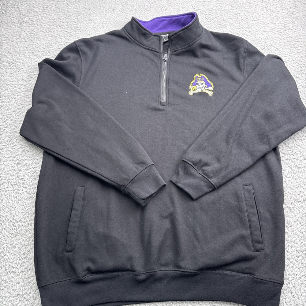 East Carolina Pirates ECU 1/4 Zip Mens XL L/S Black Pullover Colosseum NCAA